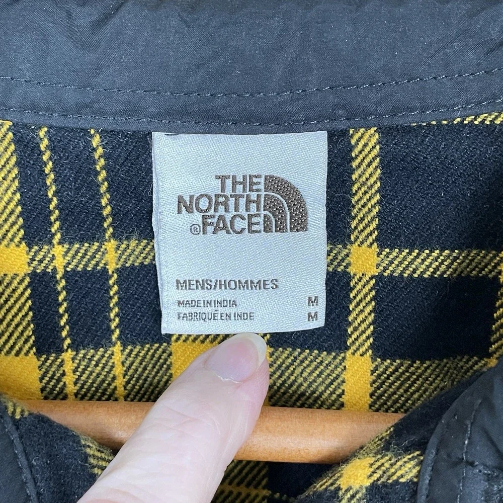 The North Face Arroyo Flannel Button Up Shirt Men M Yellow Black Gorpcore Hiking